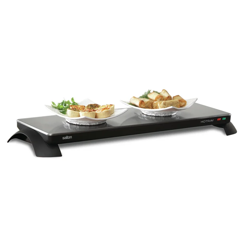 Salton TWT30 Cordless Warming Tray Medium – Stainless Steel, Black