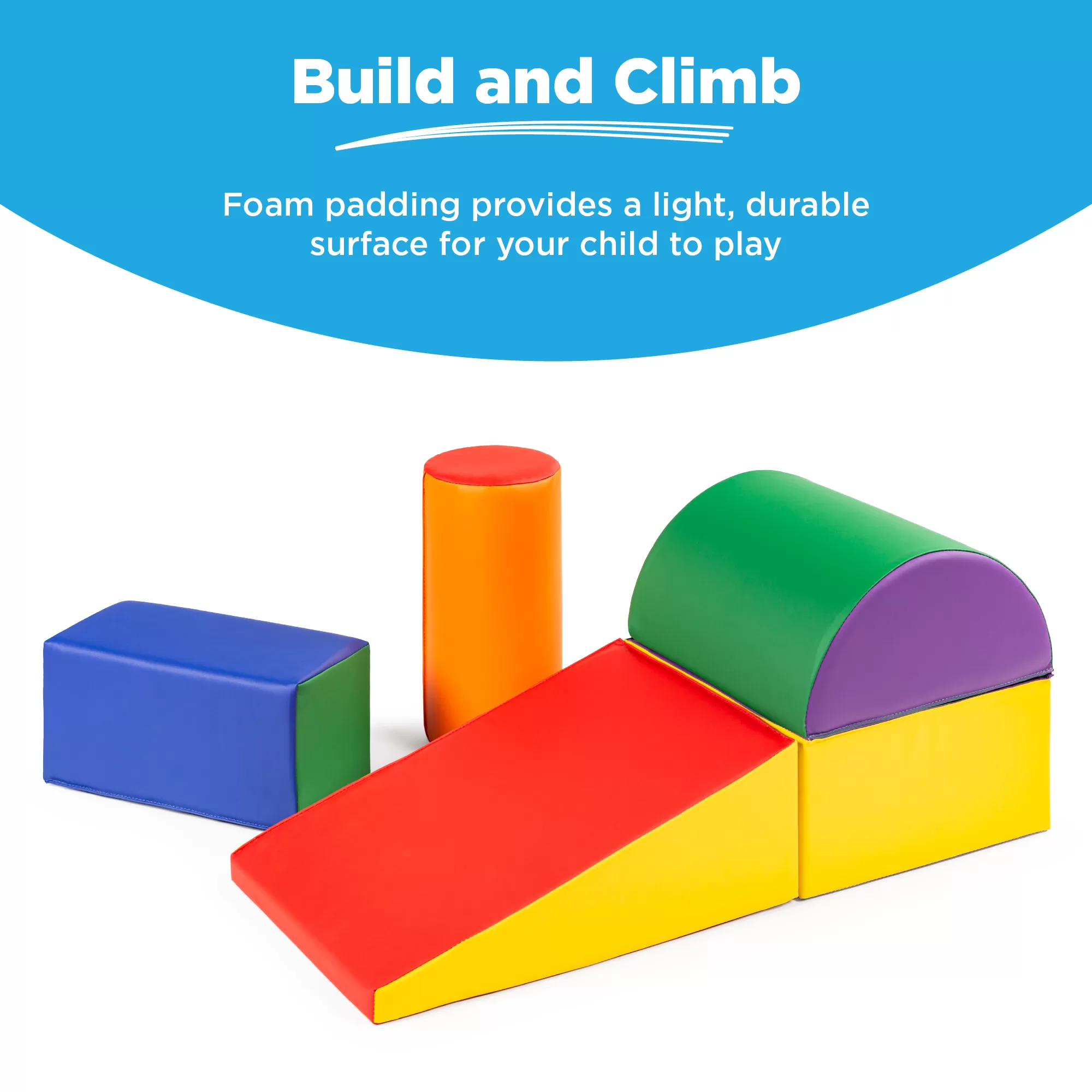 Best Choice Products 5-Piece Kids Climb & Crawl Soft Foam Block Playset Structures for Child Development, Motor Skills
