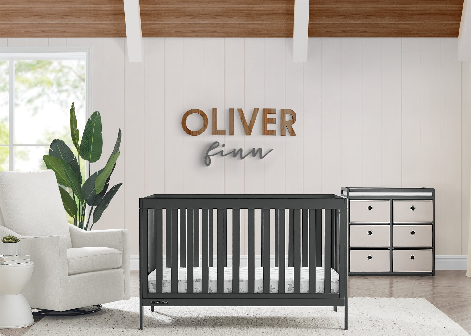 Delta Children Hayes 4-in-1 Convertible Baby Crib – Greenguard Gold Certified, Charcoal