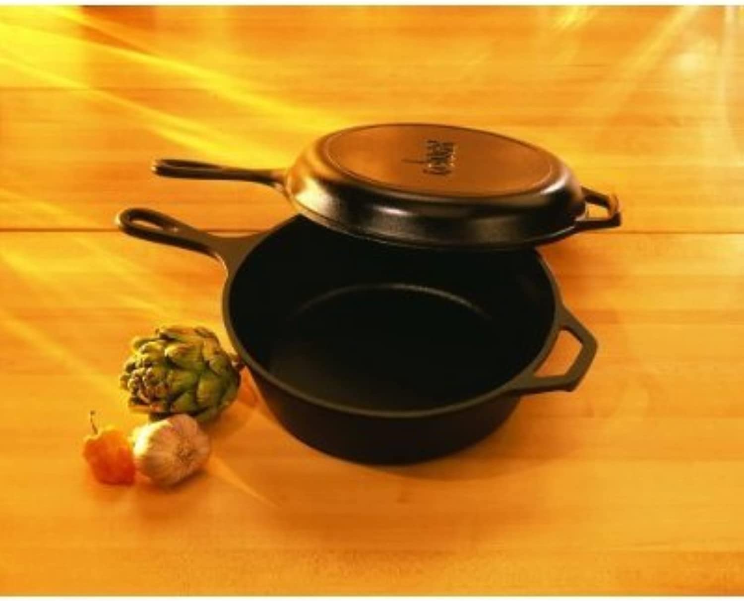 Lodge LCC3 Cast Iron Combo Cooker, Pre-Seasoned, 3.2-Quart