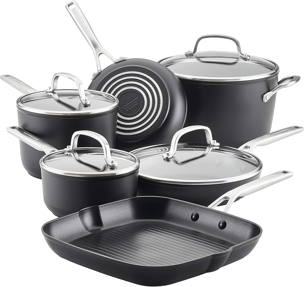 thumbnail image 2 of KitchenAid Hard Anodized Ceramic Nonstick Cookware Pots And Pans Set, 9 Piece - Matte Black - UK 2 of 11