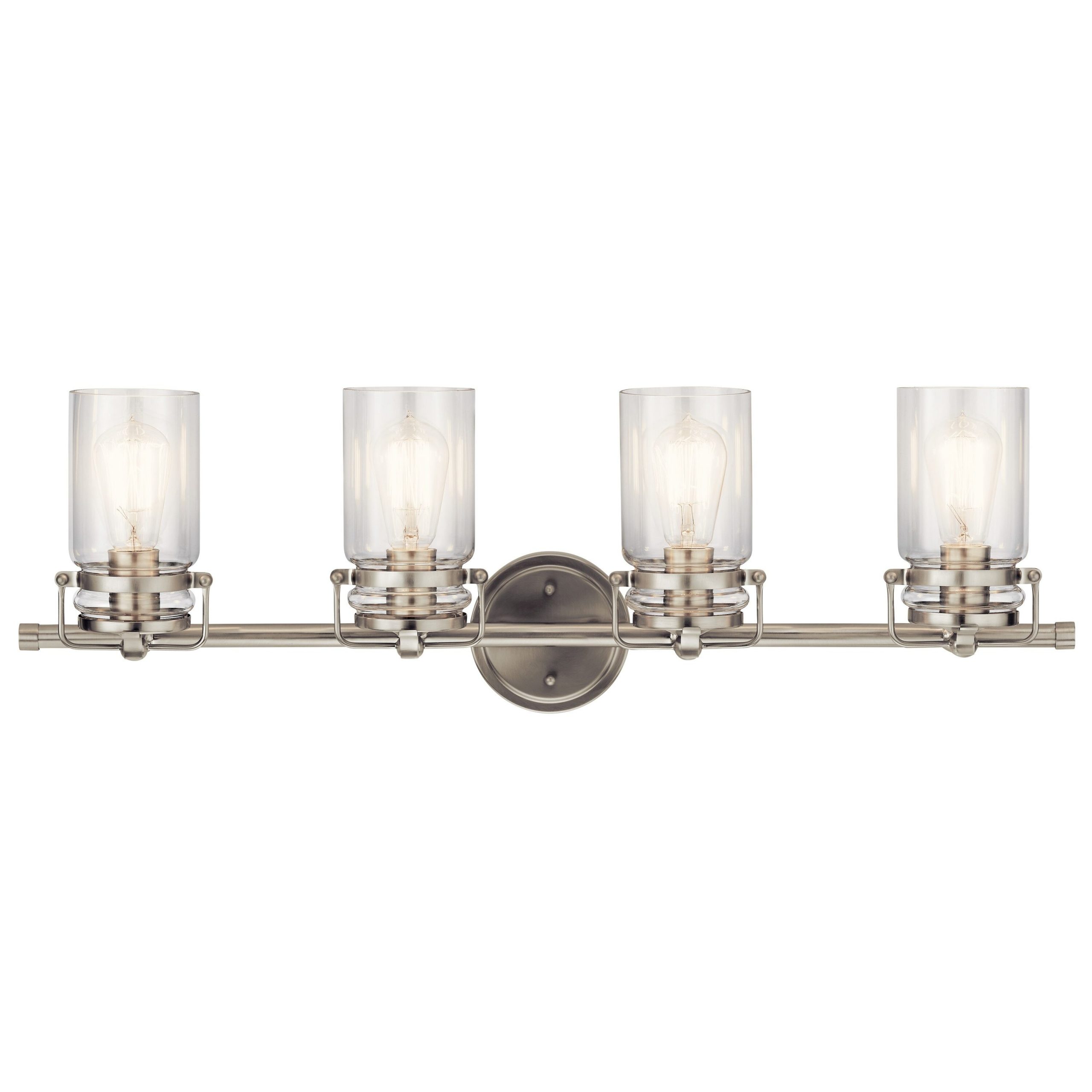 Kichler 45690NI Brinley 32.25-in 4-Light Brushed Nickel Farmhouse Vanity Light