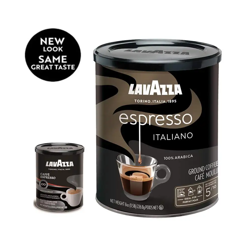 Lavazza Espresso Italiano Ground Coffee Blend Medium Roast, 8-Ounce Cans (Pack of 6)