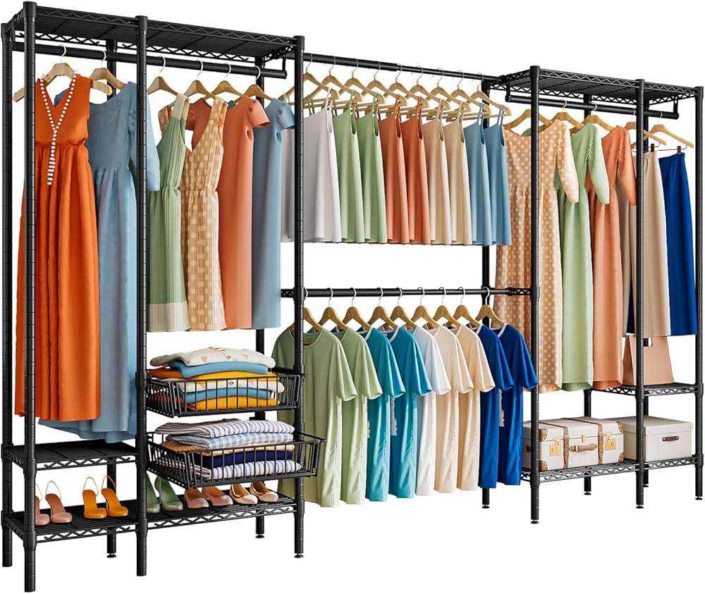 Detractable Rack Untyo Clothing Rack Heavy Duty with 2 Sliding Storage Baskets ...
