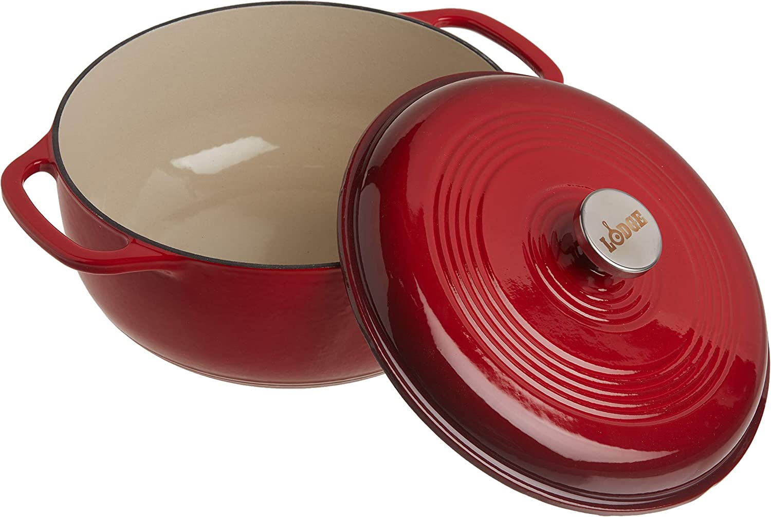 Lodge EC6D43 6 Quart Red Enameled Cast Iron Dutch Oven
