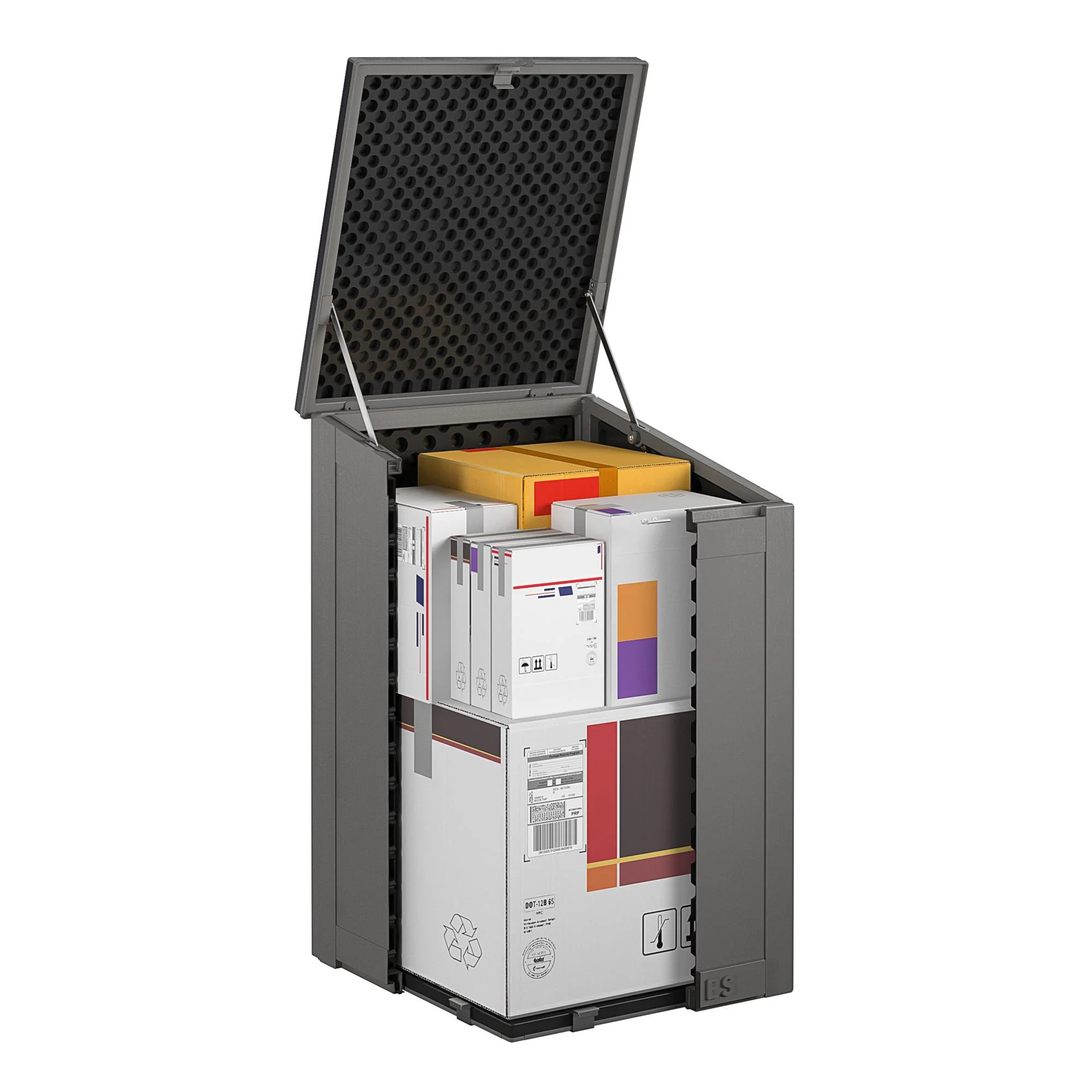 Cosco Outdoor Living 88333BGY1E BoxGuard Large Lockable Package Delivery and Storage Box, 6.3 Cubic feet, Black/Grey