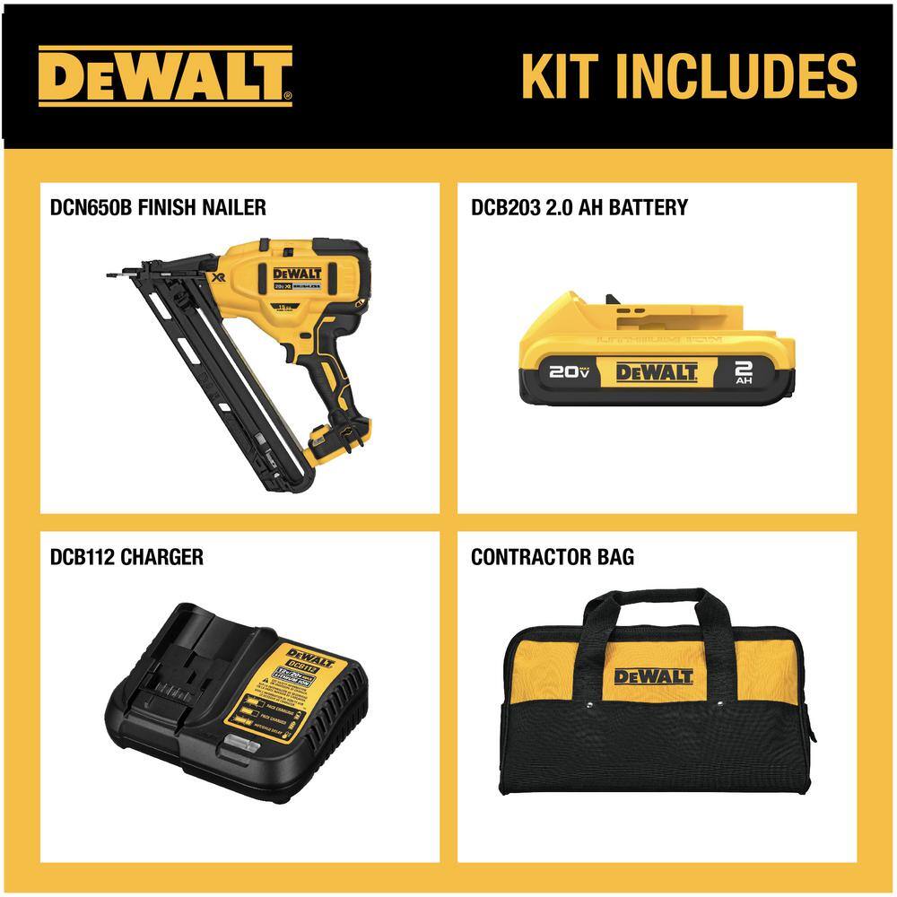 DEWALT DCN650D1 20V MAX XR Lithium-Ion Cordless 15-Gauge Finish Nailer