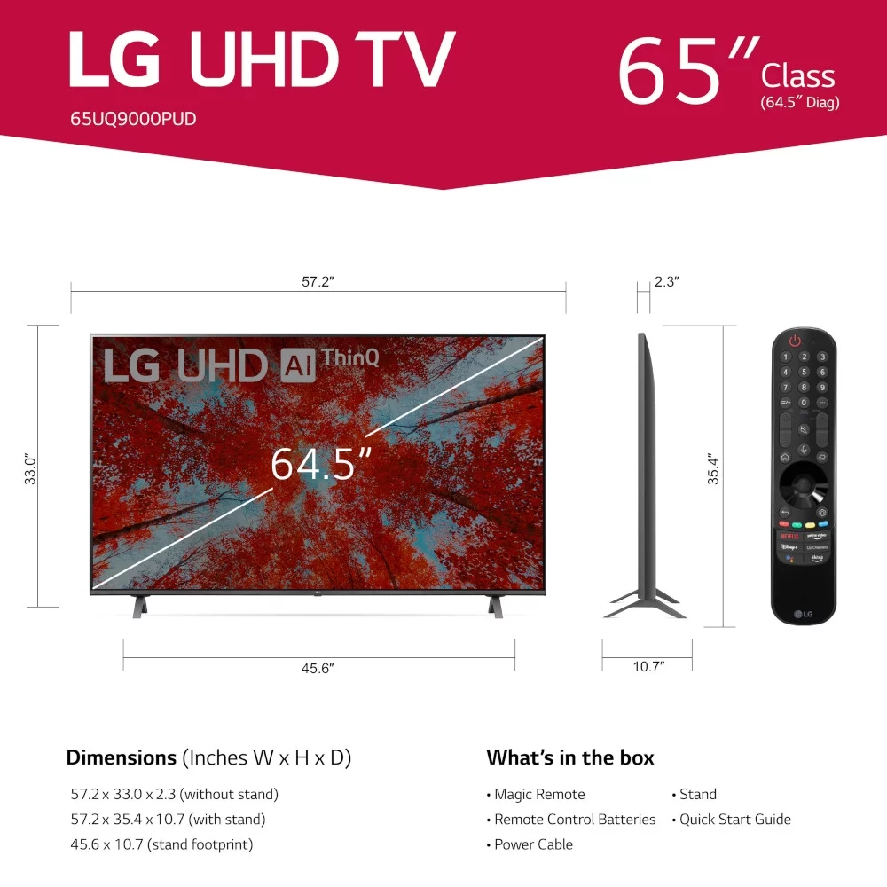 LG 65 Class 4K UHD 2160P WebOS Smart TV with HDR UQ9000 Series 65UQ9000PUD (New)