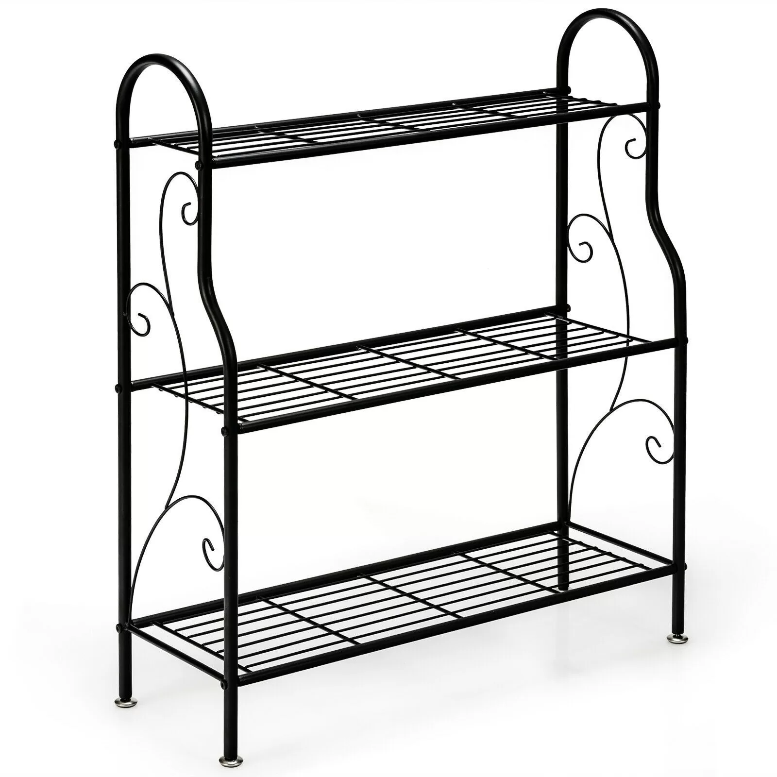 WELLFOR 33.5-in H x 28-in W Black Indoor/Outdoor Rectangular Steel Plant Stand