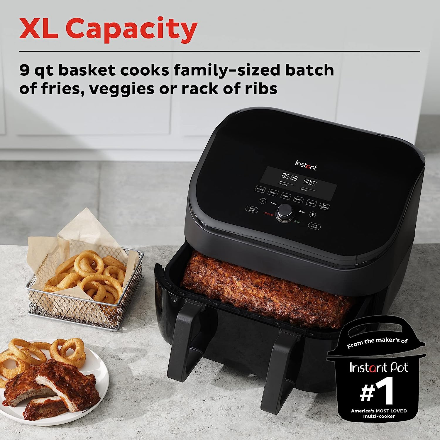 Instant Vortex 9 Quart VersaZone 8-in-1 XL Air Fryer with Dual Basket Option, From the Makers of Instant Pot with EvenCrisp Technology, Nonstick and Dishwasher-Safe Basket, App With Over 100 Recipes