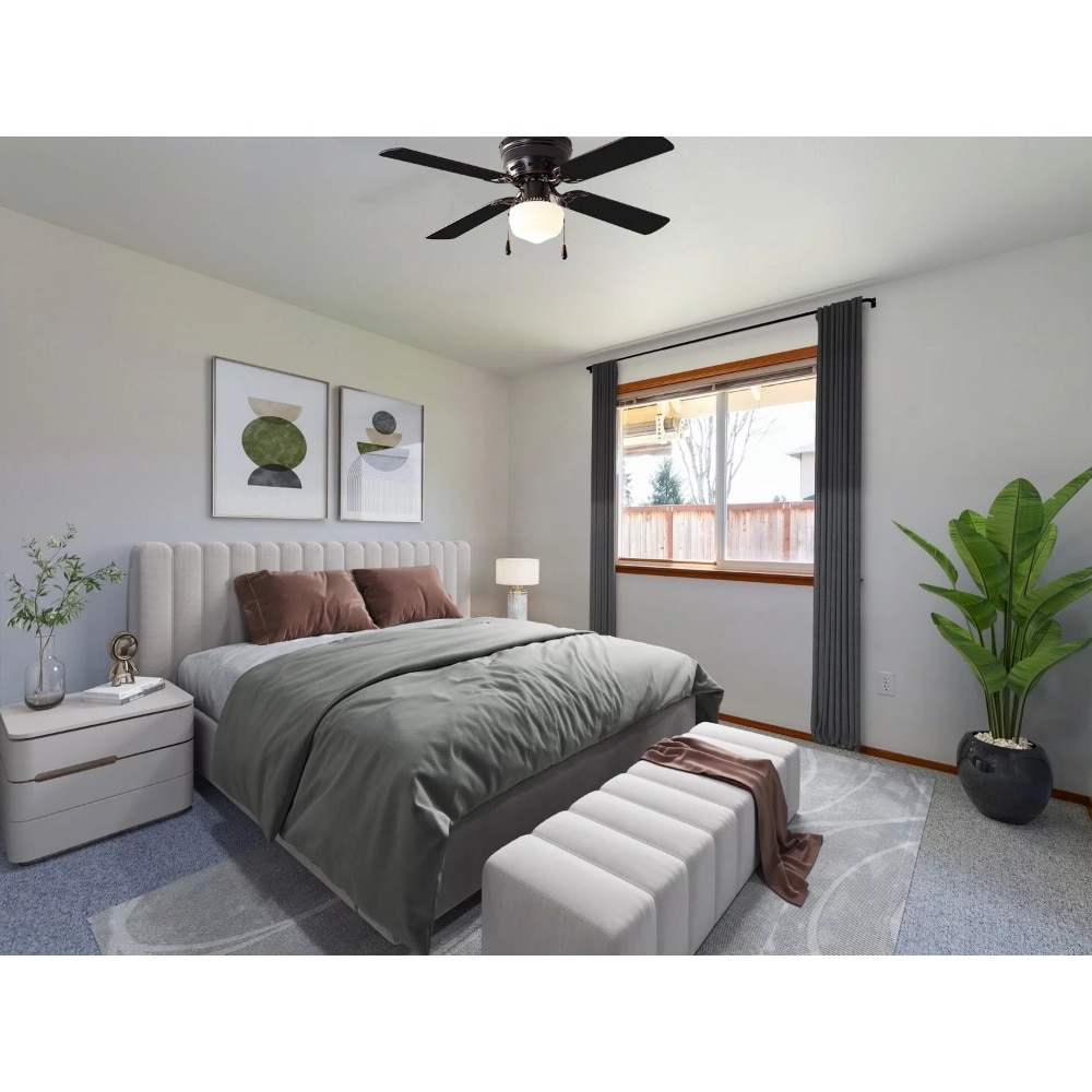 2023 new mainstays 42 inch hugger indoor ceiling fan with light kit black 4 blades reverse airflow 9421