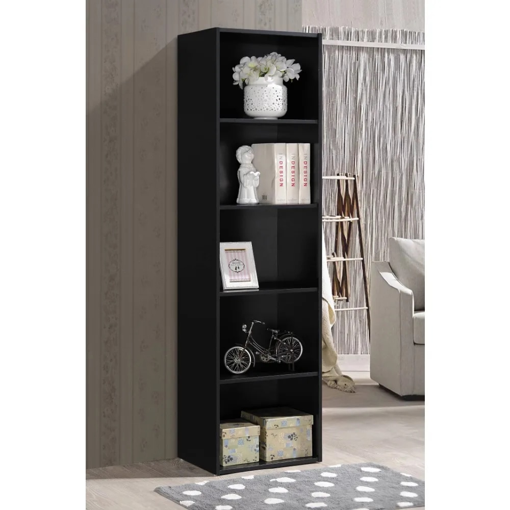 2023 new hodedah 5 shelf bookcase black 6657