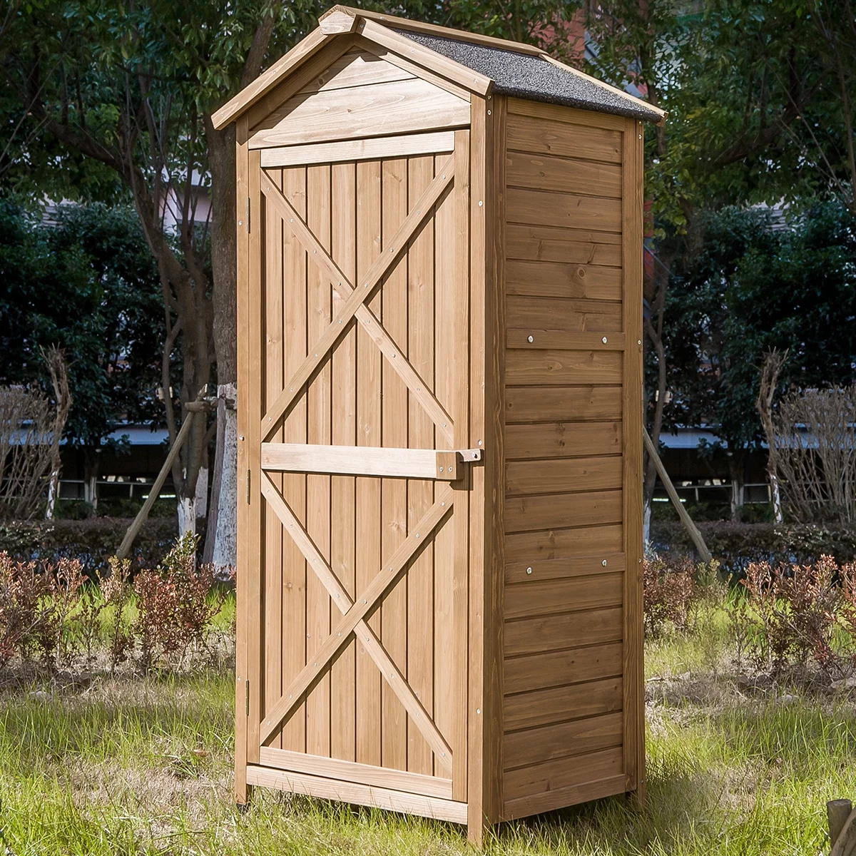 Outdoor Wooden Storage Sheds .Fir Wood Lockers Arrow Shed with Workstation for Home. Lawn. Yard .Natural Color