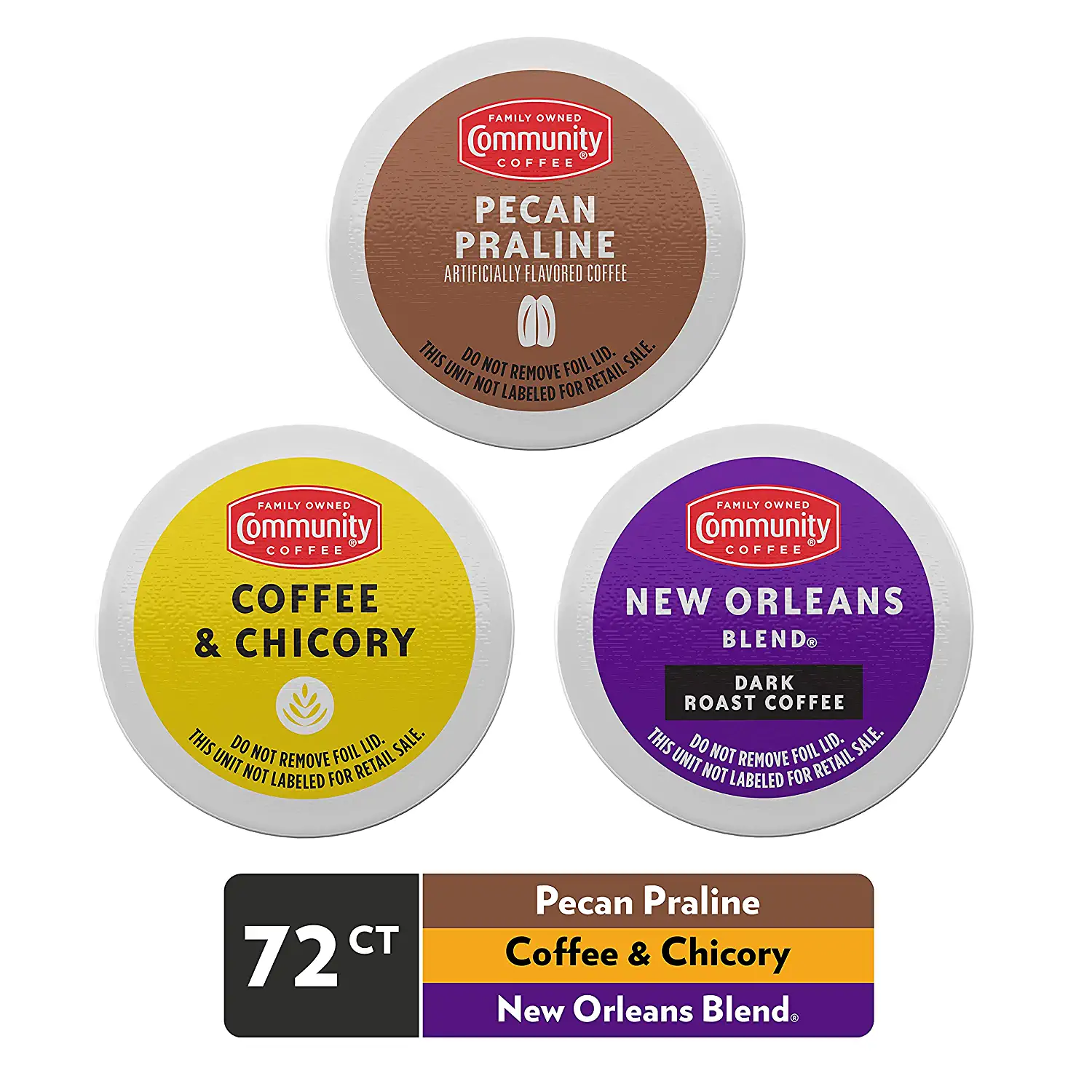 Community Coffee Flavors of New Orleans Variety Pack 72 Count Coffee Pods Medium to Dark Roast, Compatible with Keurig 2.0 K-Cup Brewers, 24 Count (Pack of 3)