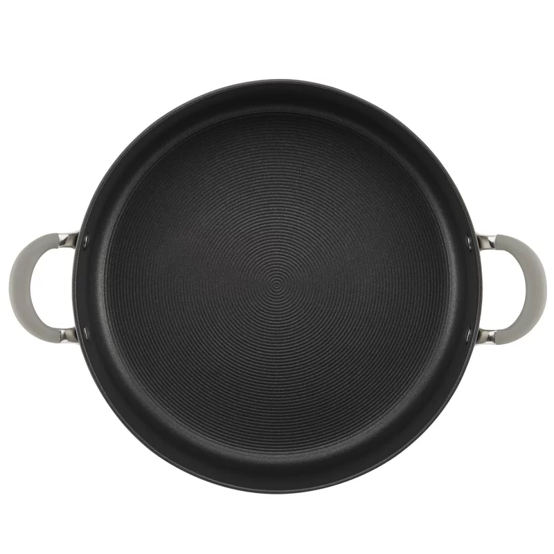 Circulon 84569 Elementum 7.5 qt. Hard-Anodized Aluminum Nonstick Stock Pot in Oyster Gray with Glass Lid