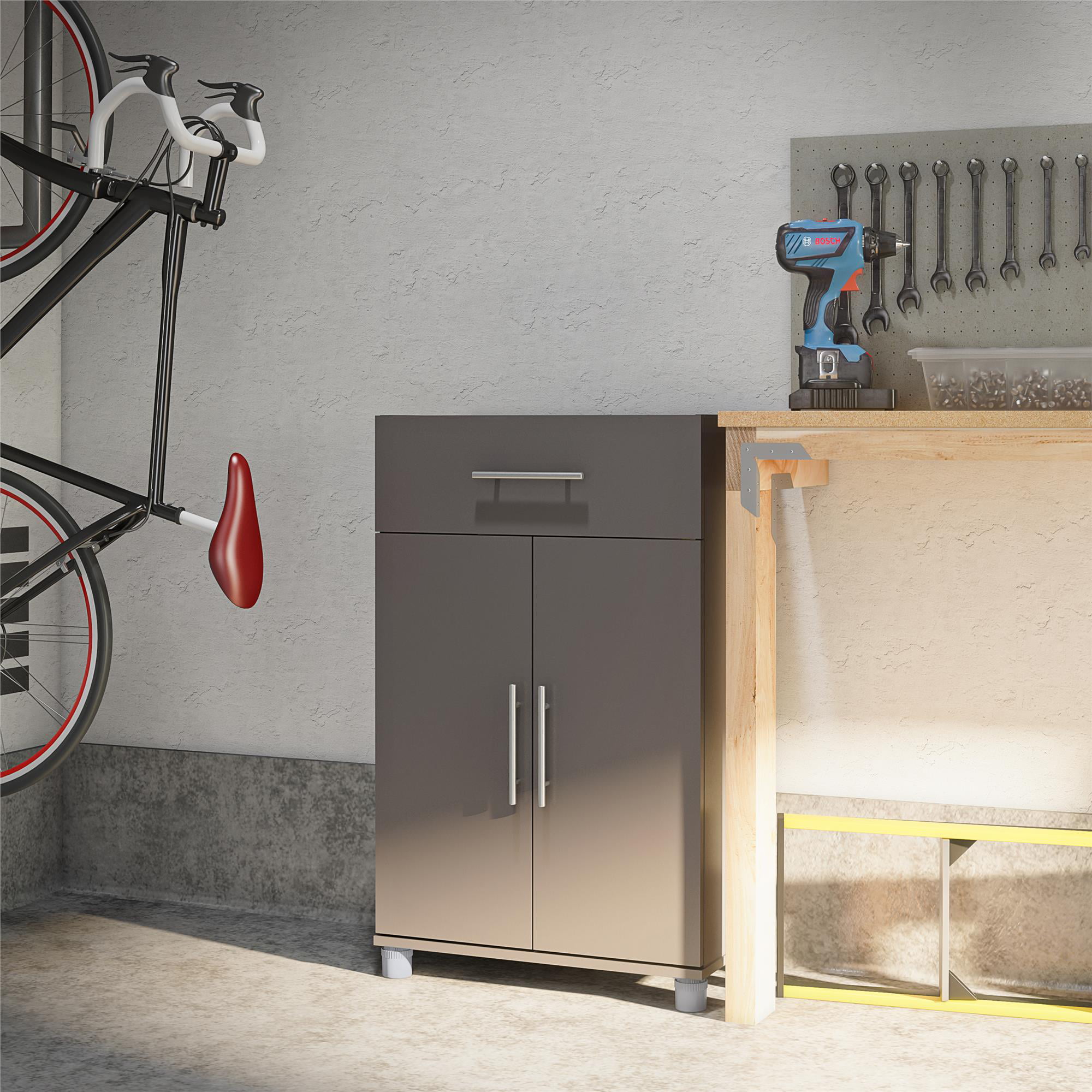 Systembuild Evolution Westford 2 Door/1 Drawer Garage Storage Cabinet, Graphite Gray