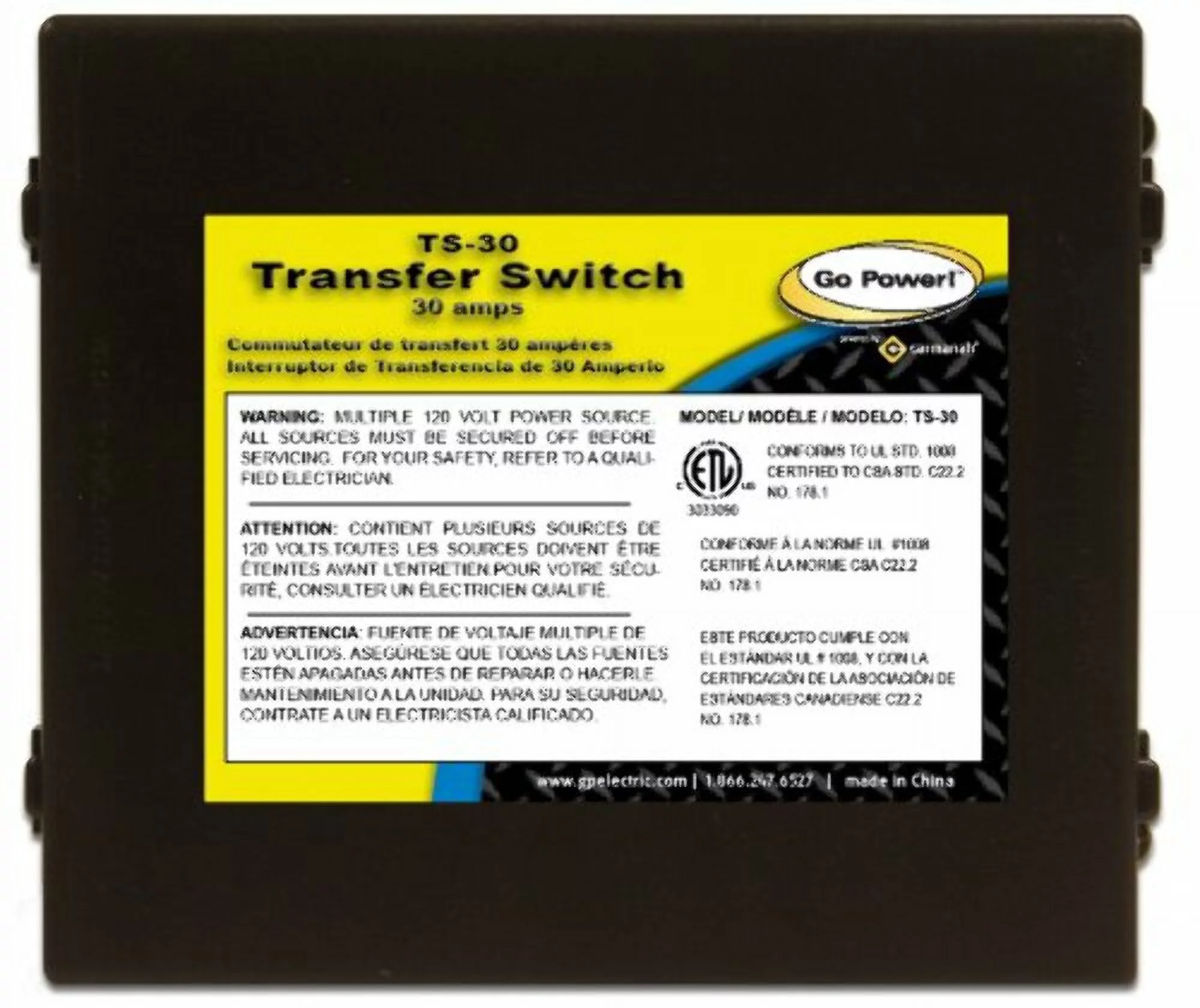 Go Power! 64403 GP-TS-30 30 Amp Transfer Switch