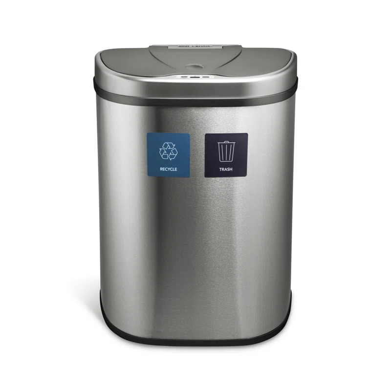 Ninestars DZT-70-R3 Motion Sensor Trash Can, Extra Large, Silver