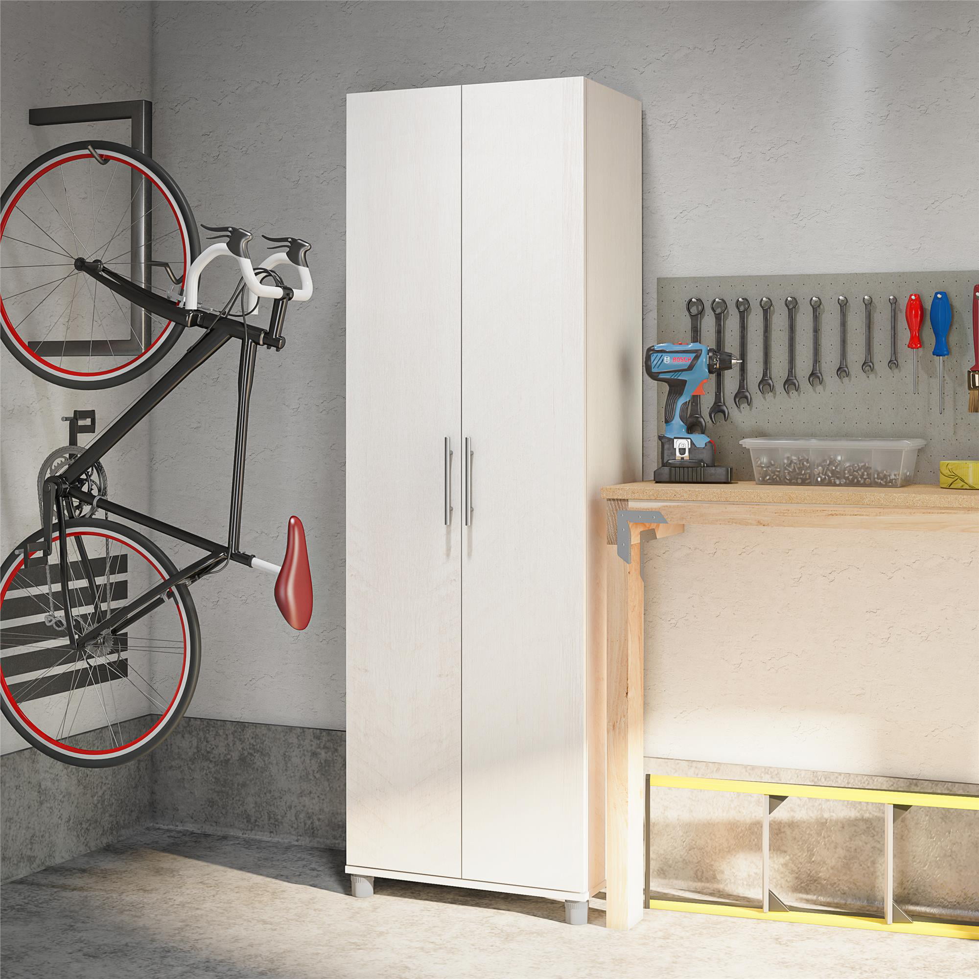 Systembuild Evolution Westford Garage Storage 24′′ Utility Cabinet, Ivory Oak