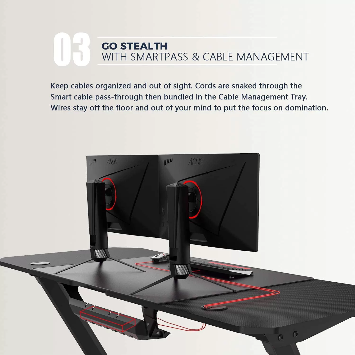 Vitesse 55 Inch Gaming Desk, Ergonomic Office PC Computer Desk with Large Mouse Pad