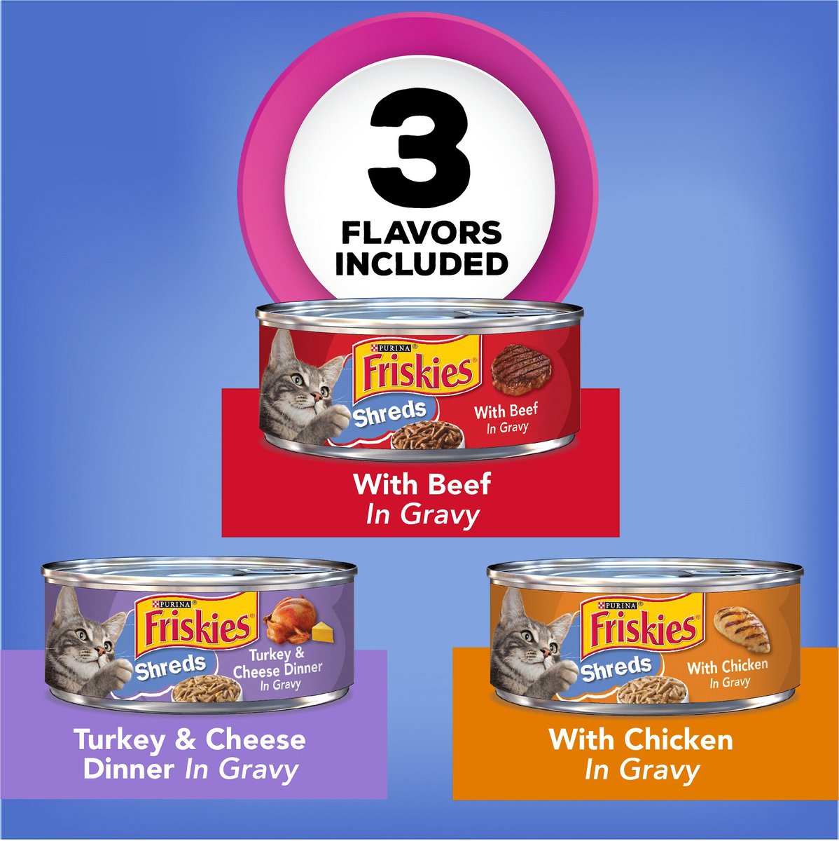 Purina Friskies Savory Shreds Variety Pack Canned Cat Food 5.5-oz case of 24