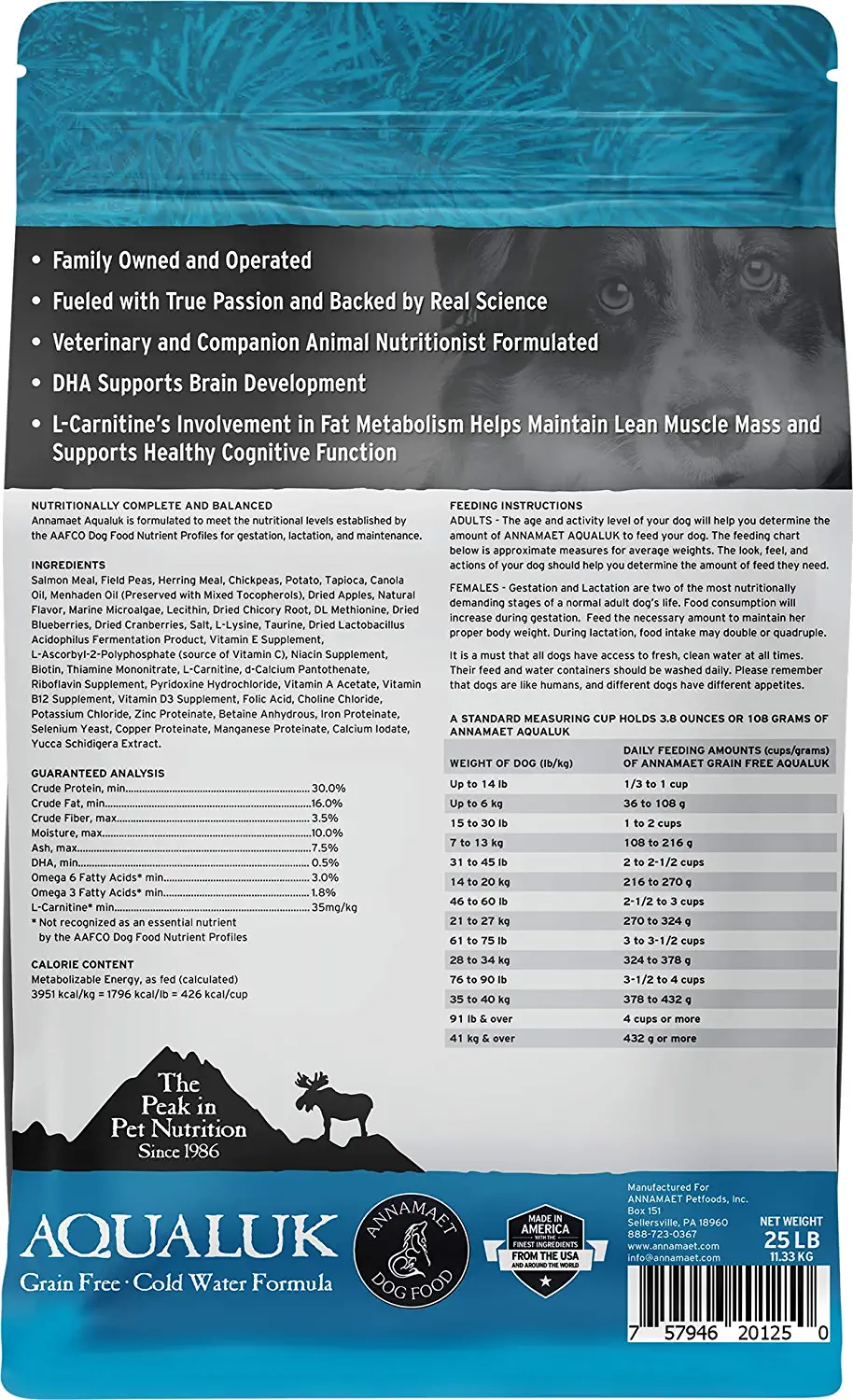 Annamaet Grain-Free Aqualuk Cold Water Fish Formula Dry Dog Food (Salmon & Herring) 25-lb Bag