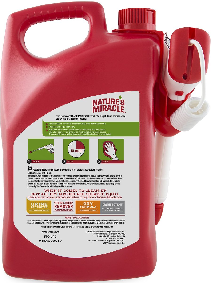 Nature’s Miracle Advanced Dog Stain & Odor Remover, Accushot Spray, 1.3-gal bottle