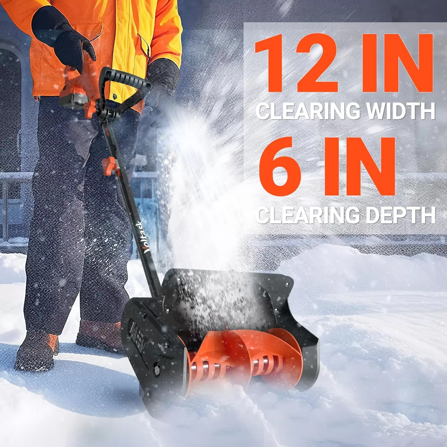VOLTASK Cordless Snow Shovel, 20V | 12-Inch | 4-Ah Cordless Snow Blower, SS-20B