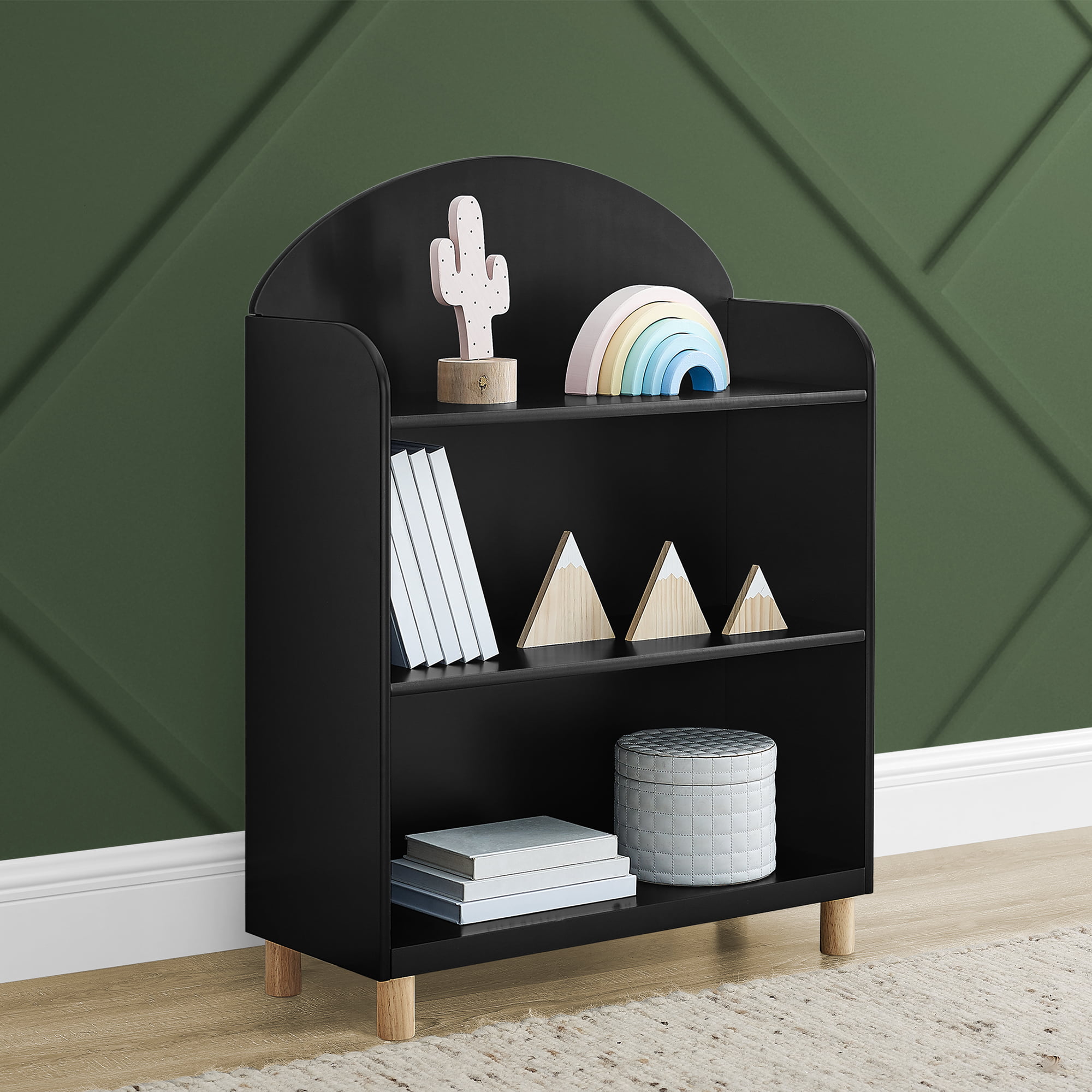 Delta Children Reese 3-Shelf Bookcase, Ebony/Natural