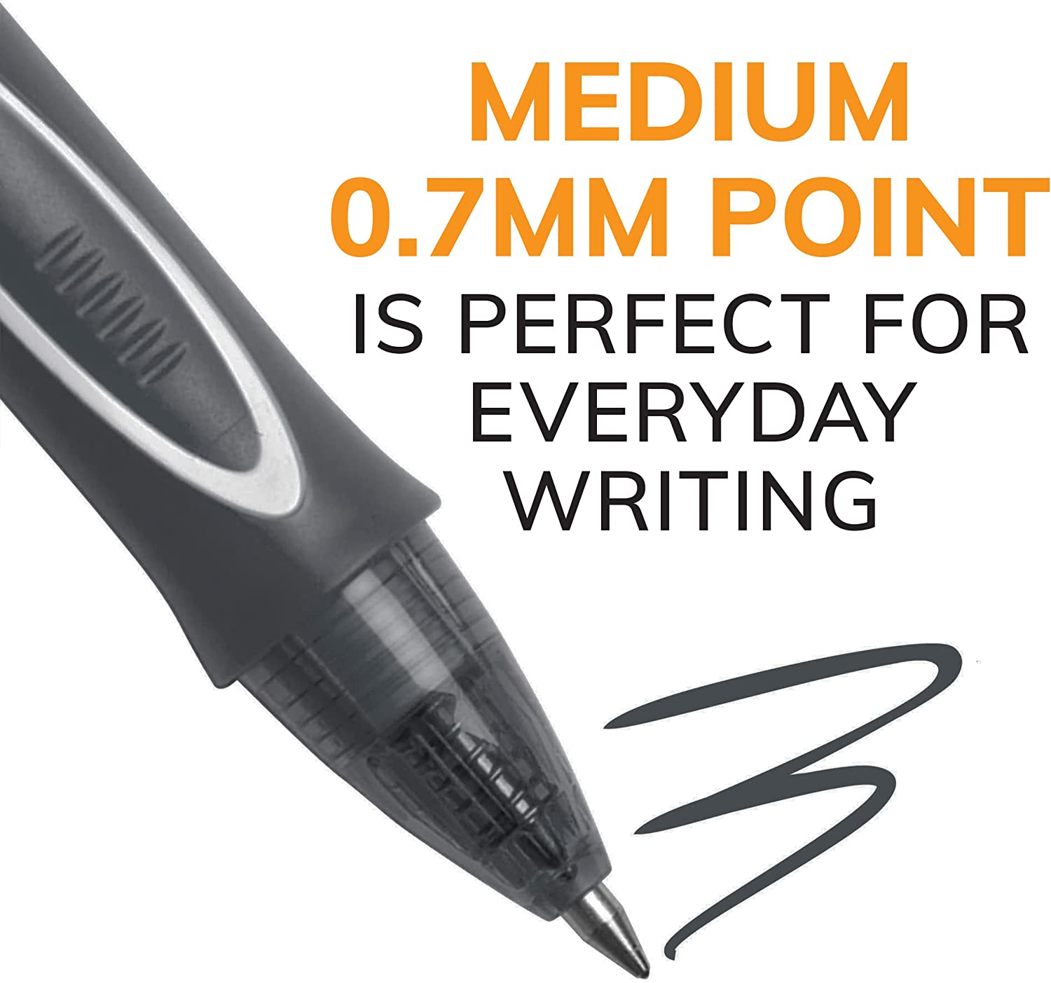 BIC Gel-Ocity Quick Dry Gel Pens, Medium Point Retractable (0.7mm), Black Ink Gel Pen, 12-Count