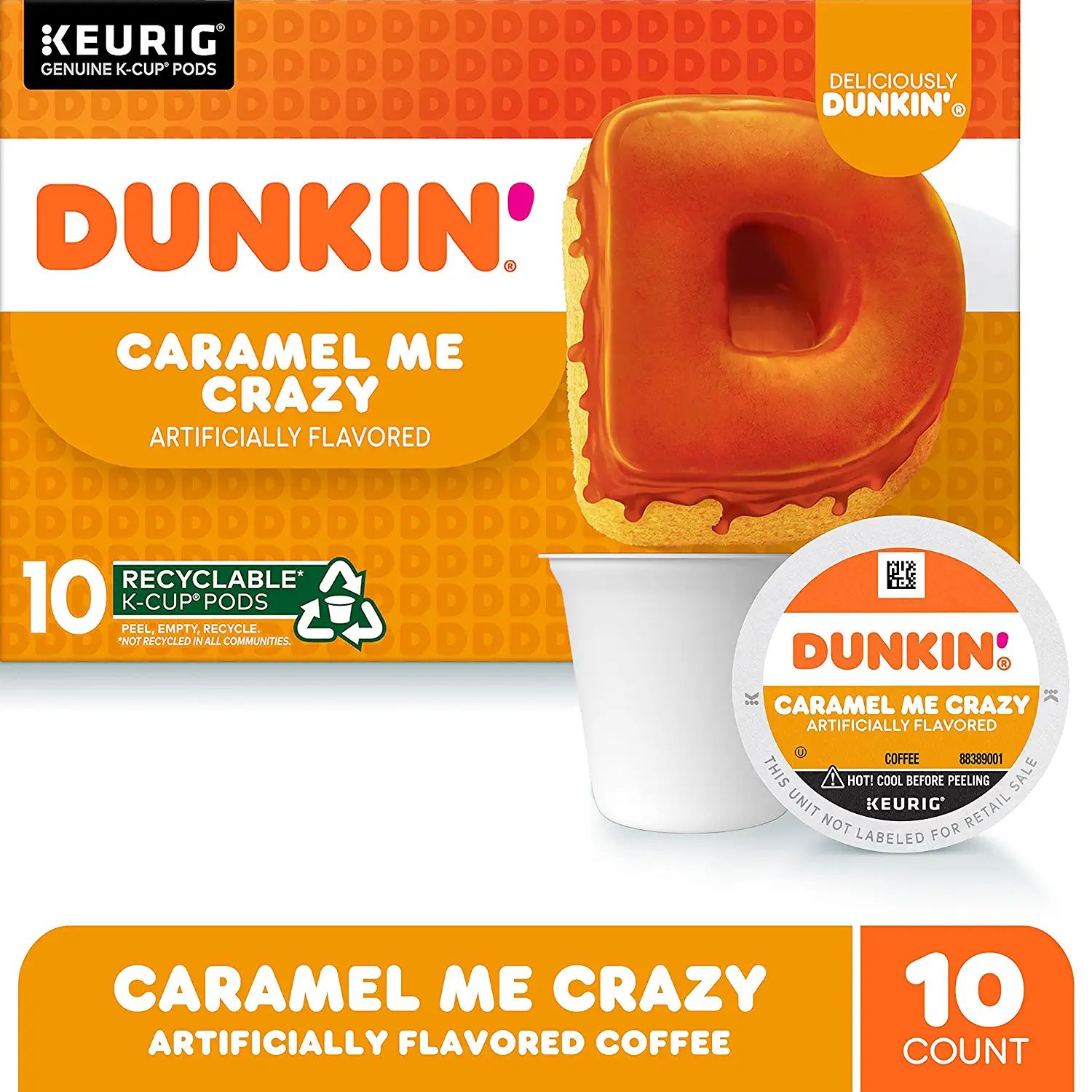 Dunkin’ Caramel Me Crazy Flavored Coffee 60 Keurig K-Cup Pods 10 Count (Pack of 6)