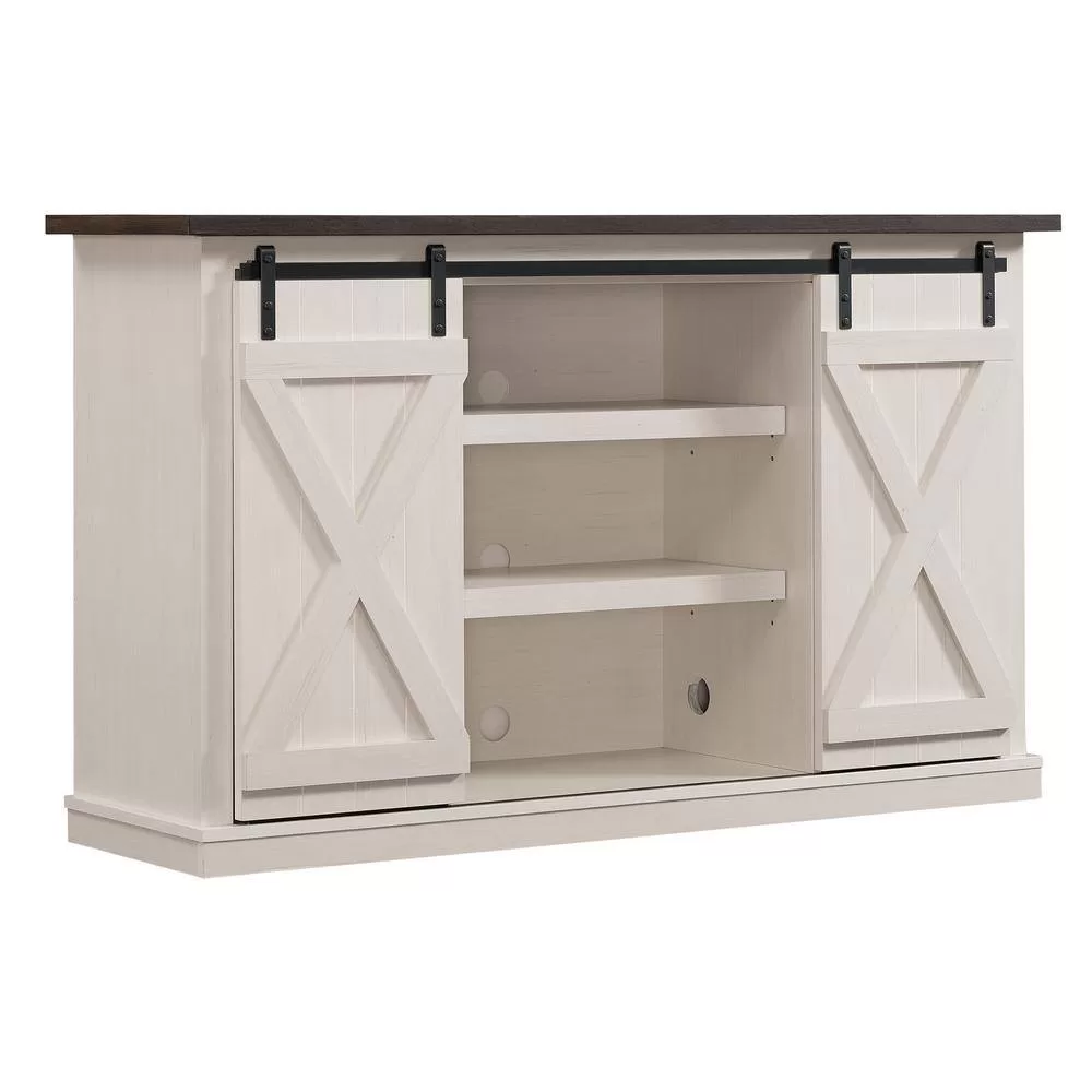 Bell’O  Cottonwood 54 in. Sargent Oak and Cream Wood TV Stand Fits TVs Up to 60 in. with Storage Doors