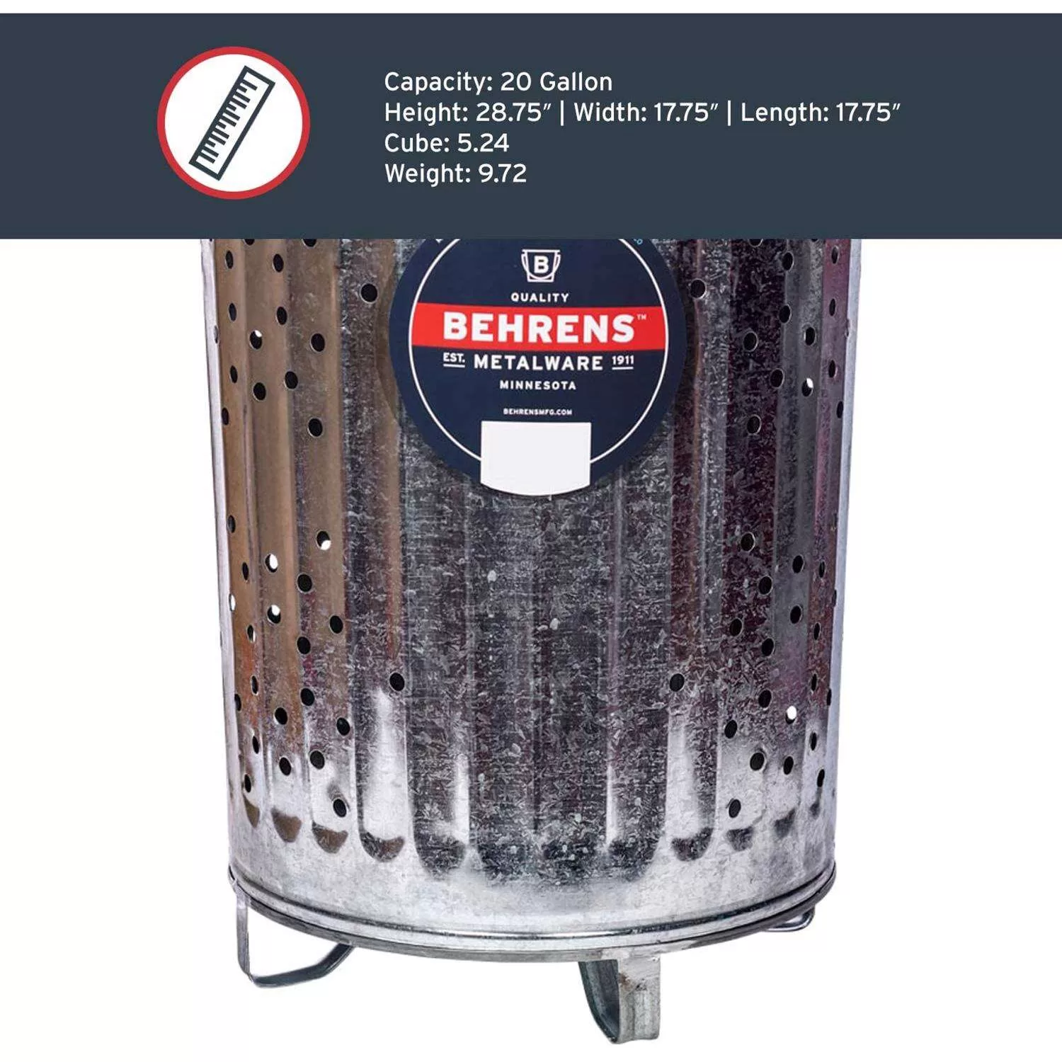 Behrens 20 gal. Galvanized Steel Composter/Rubbish Burner Animal Proof/Animal Resistan Lid