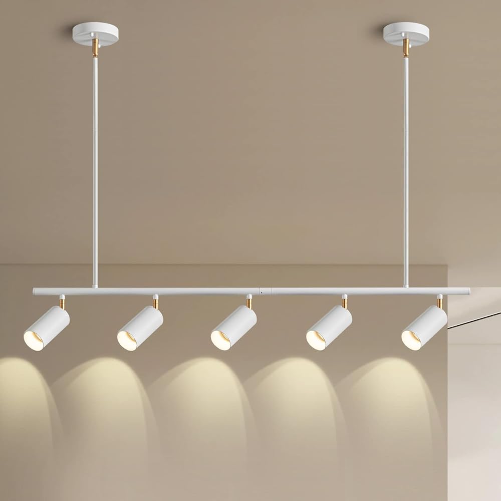 5-Light Chandelier Track Light, Modern White Gold Track Light Fixture ...