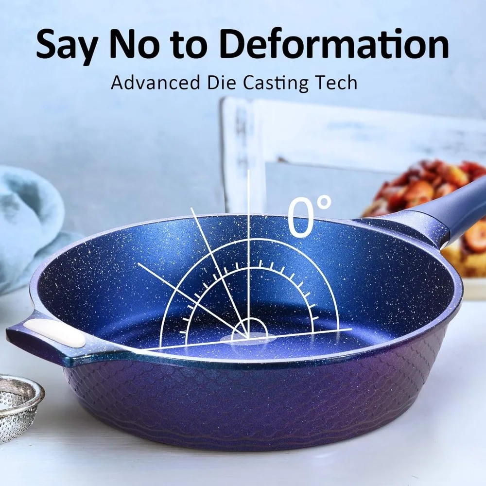 11 nonstick frying pan with lid 11 inch nonstick skillets with usa blue gradient granite derived coating heat resisted 9658