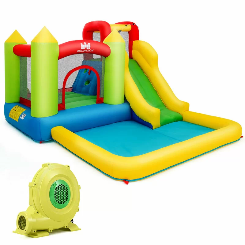 Costway OP3801 Inflatable Bounce House Water Slide Jump Bouncer with Climbing Wall and Splash Pool