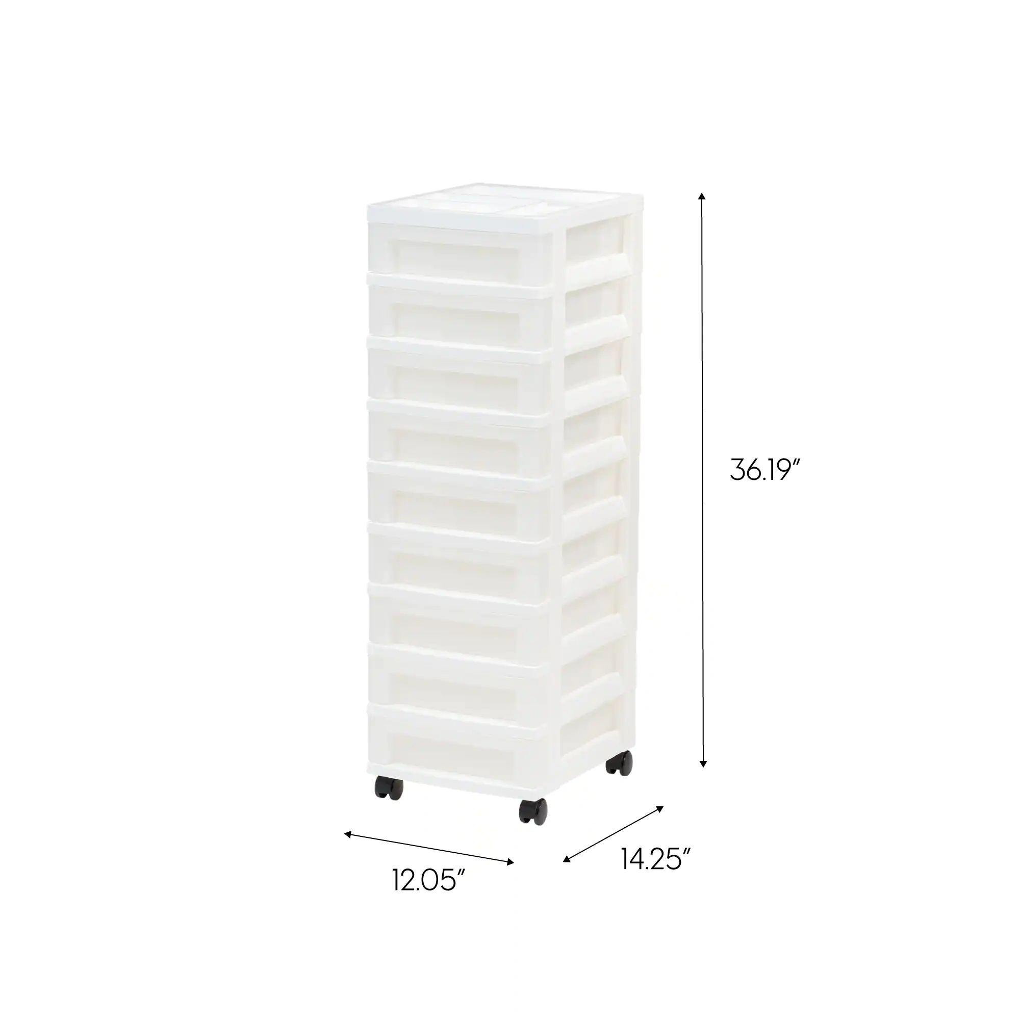 IRIS White 9-Drawer Storage Cart With Organizer Top (White/Pearl)