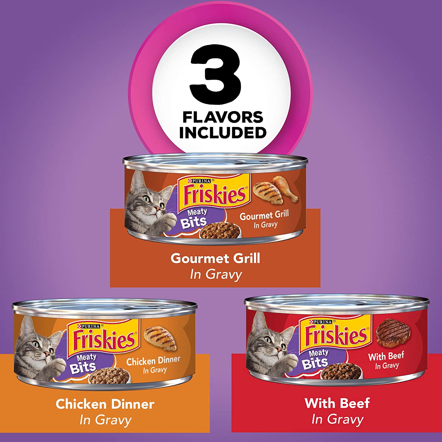 Purina Friskies Gravy Wet Cat Food Variety Pack Meaty Bits – (24) 5.5 oz. Cans