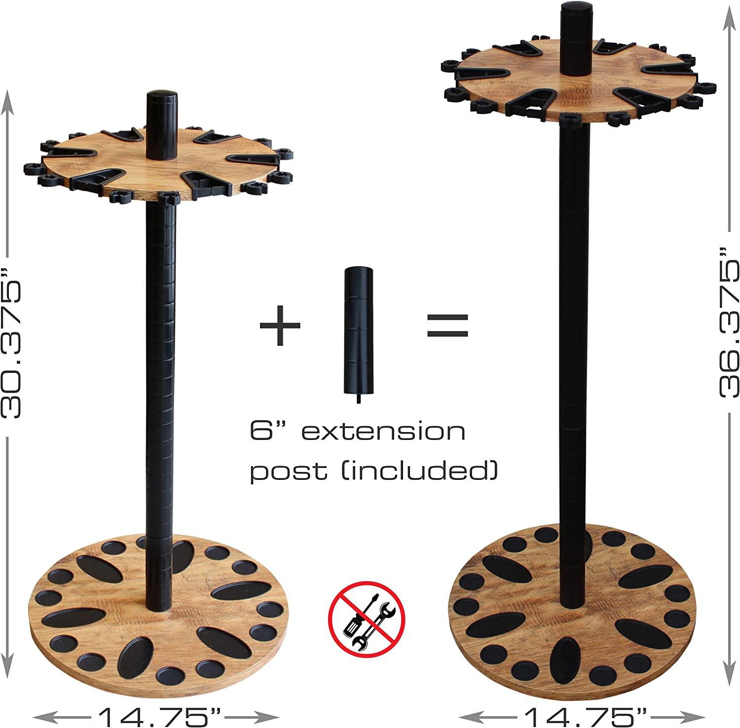 Rush Creek Creations 24 Round Fishing Rod Rack with 6′′ Extension Post – Fishing Pole Holder and Storage, American Cherry Finish