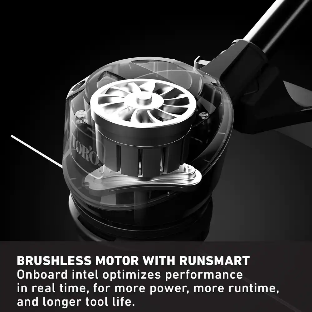 Toro 51831 60V Max Lithium-Ion Brushless Cordless 15 in. / 13 in. String Trimmer – 2.0 Ah Battery and Charger Included