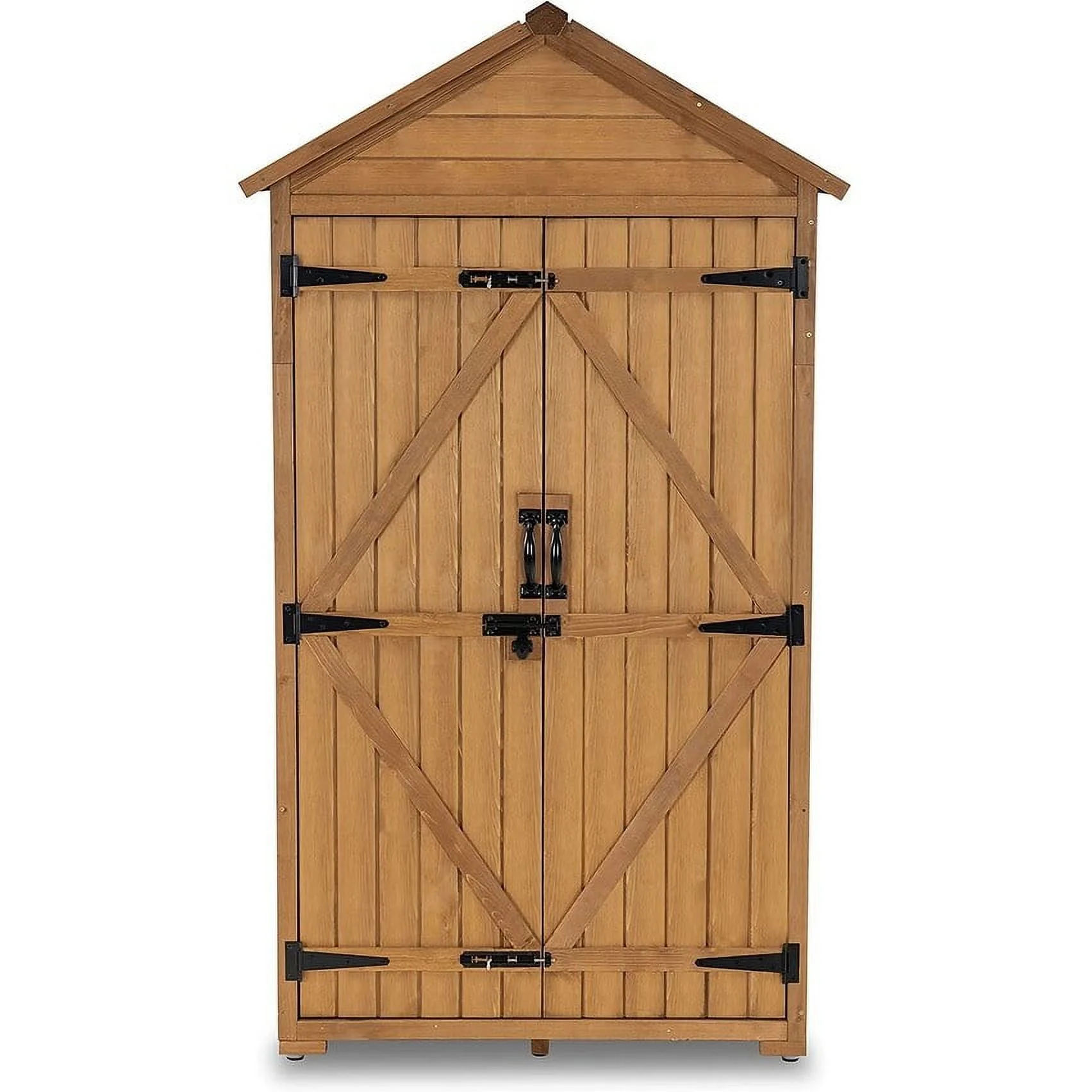 Mcombo  Outdoor Vertical Storage Cabinet Tool Shed with Lockable Double Doors (35.4x18.9x70). Wooden 1000 - N/A Grey