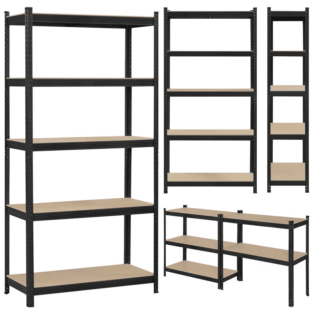 Smile Mart 5-Shelf Boltless & Adjustable Steel Storage Shelf Unit, Black, Holds up to 386 lb Per Shelf