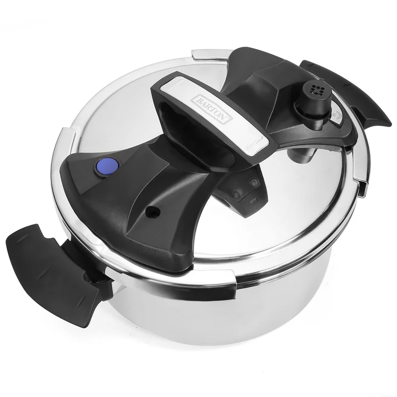 Barton 99943 6Qt Pressure Cooker w/Recipe Book Easy Lock Lid Stainess Steel Canning Canner Pot Stove Top Instant Fast Cooking