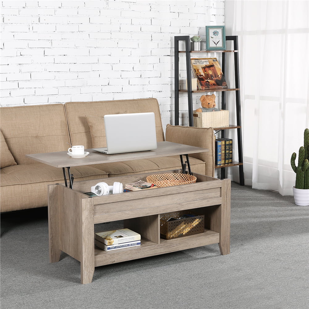 Yaheetech Lift Top Coffee Table w/Hidden Storage Compartment Open Shelf for Living Room,Gray