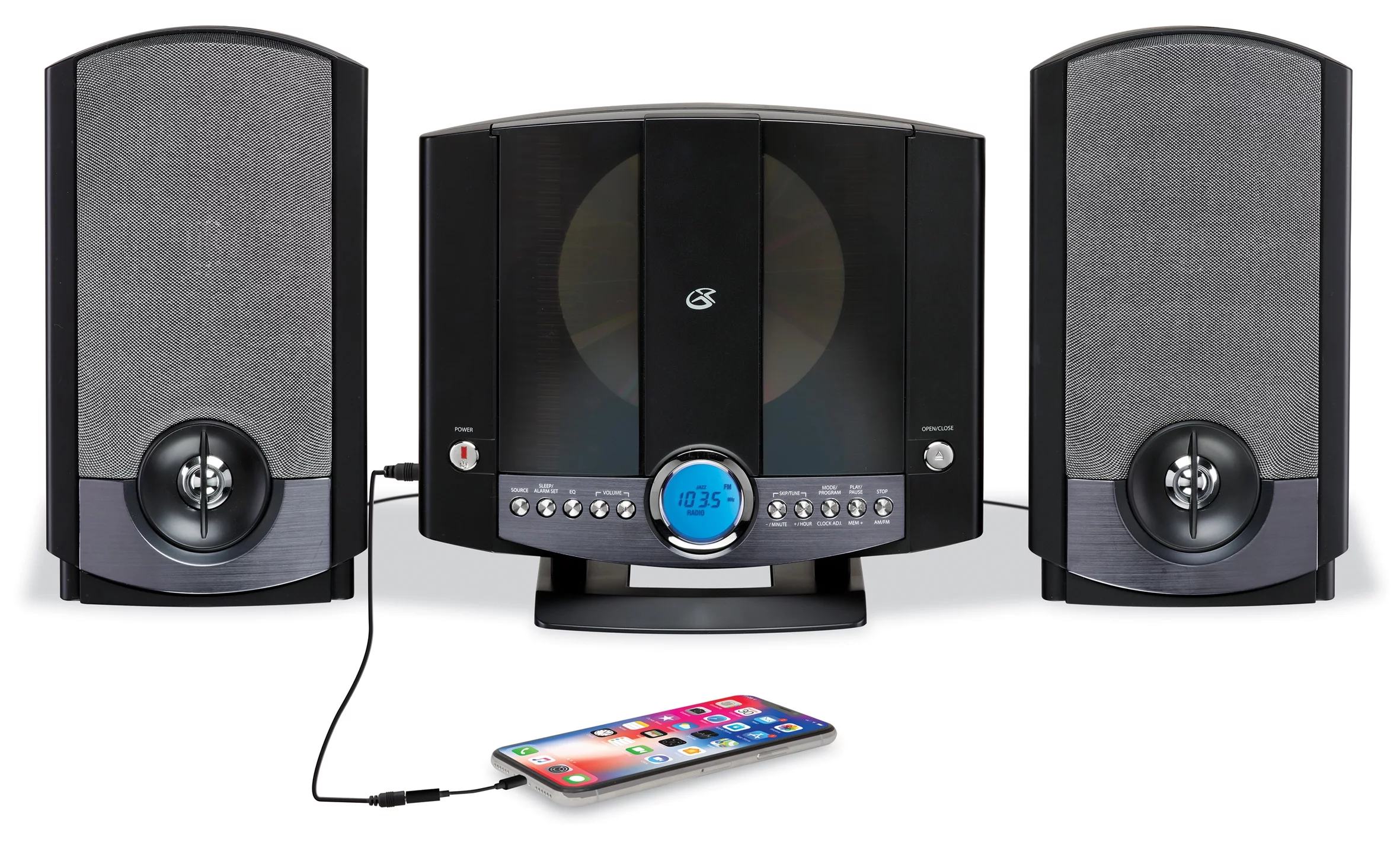 GPX HM3817DTBK Compact Disc Home Music System with AM/FM Stereo Radio