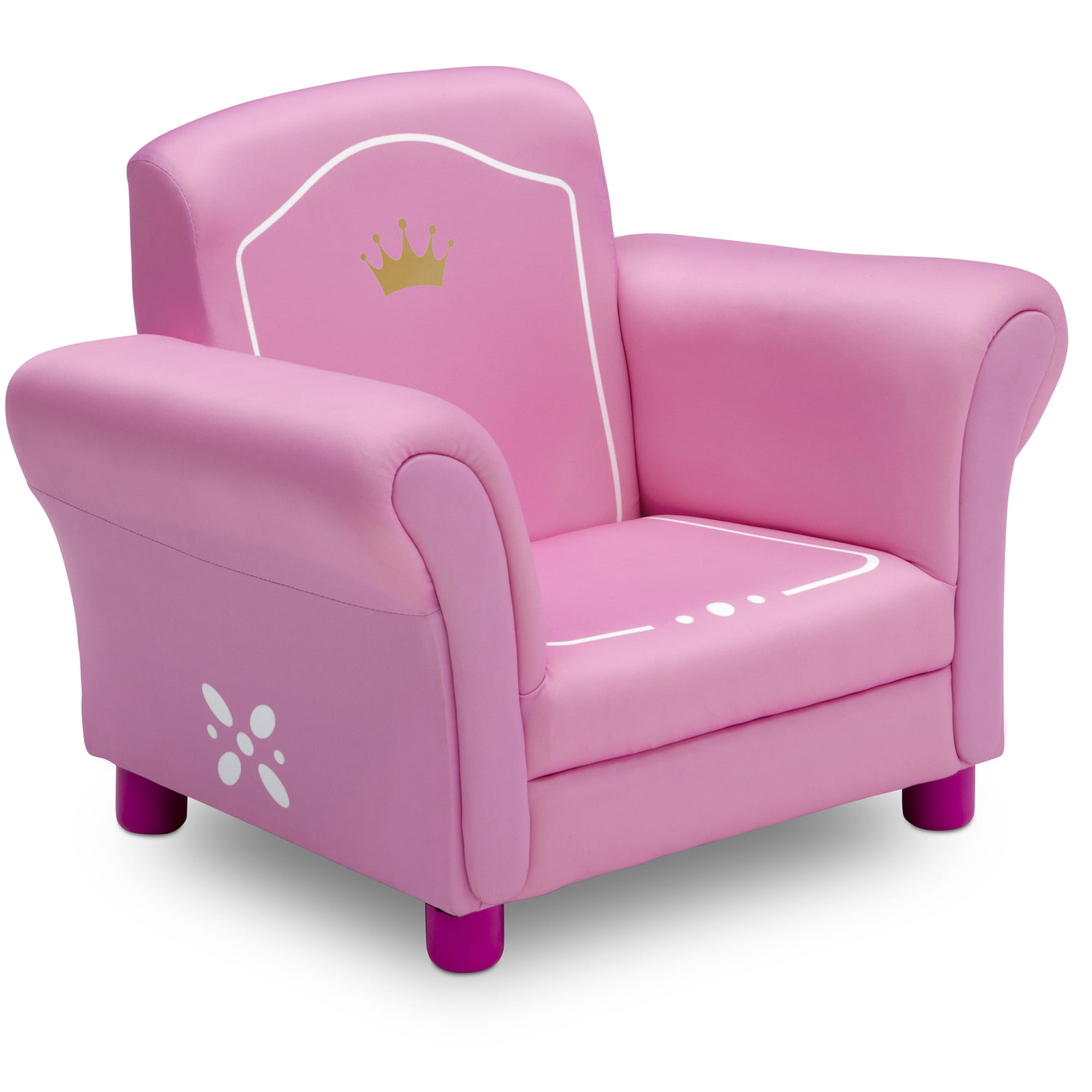 Delta Children Princess Crown Kids Upholstered Chair, White/Pink