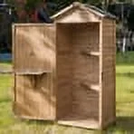EEPHO TOPMAX Outdoor Wooden Storage Sheds Fir Wood Lockers with Workstation.Natural
