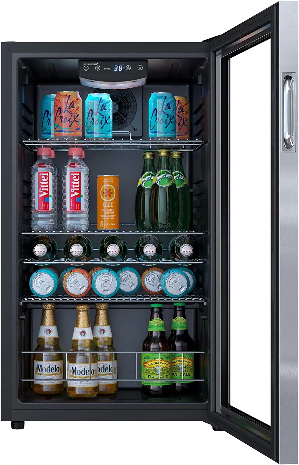 EdgeStar BWC121SS 18.875-in W 105-Can Capacity Black Cabinet; Stainless Steel Door Freestanding Beverage Refrigerator