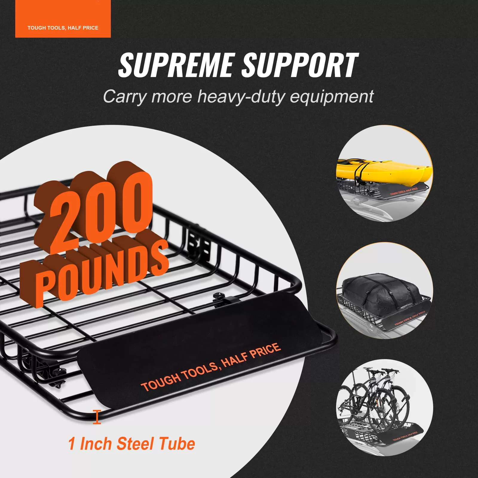 BENTISM Roof Rack Cargo Basket 200 LBS Capacity 46′′x36′′x4.5′′ Heavy Duty Car Top Holder for SUV Truck