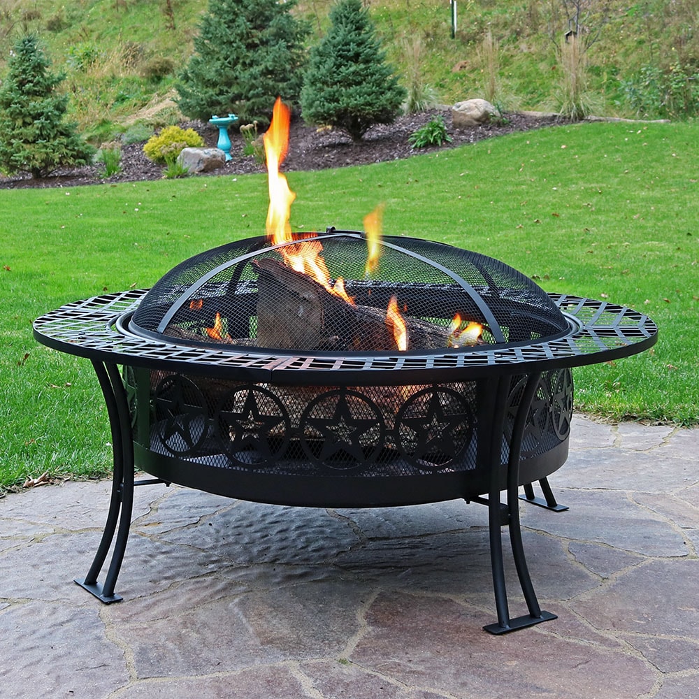 Sunnydaze Decor RCM-LG427S 40-in W Black Steel Wood-Burning Fire Pit